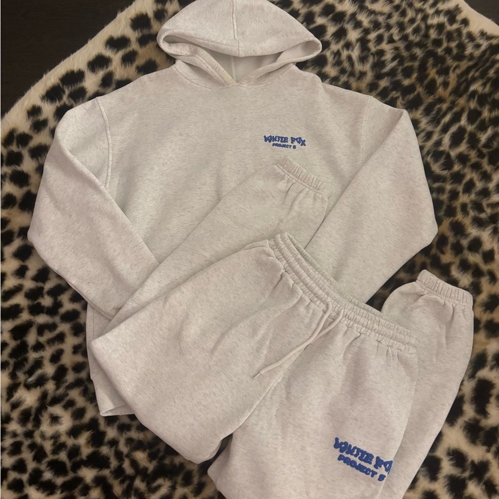 White Fox Gray Hoodie and Sweat Set